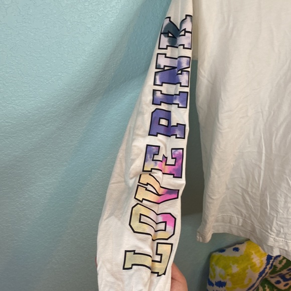 PINK VS XS White long sleeve crew neck front pocket - Picture 4 of 4